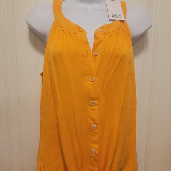 NWT Rose + Olive Tangerine Orange Sleeveless Blouse - Picture 1 of 12